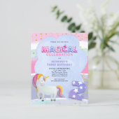 Budget Unicorn Magical 3rd Birthday Invitation (Staand voorkant)