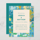 Budget Unieke Abstracte Blue Gold Wedding Invite (Voorkant / Achterkant)