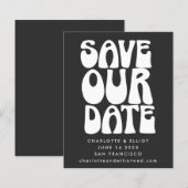 Budget Unieke Groovy 70s Zwart Wit Save The Date (Voorkant / Achterkant)