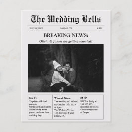 Budget Unieke Krant Fotobruiloft Uitnodiging