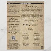 Budget Unieke Leuk Nieuwsblad Bruiloft uitnodiging Flyer (Achterkant)