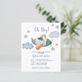 Budget Up and Away Vliegtuig Baby shower Uitnodige (Staand voorkant)