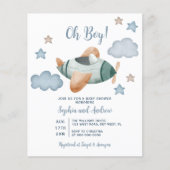 Budget Up and Away Vliegtuig Baby shower Uitnodige (Voorkant)