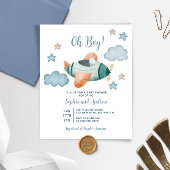 Budget Up and Away Vliegtuig Baby shower Uitnodige