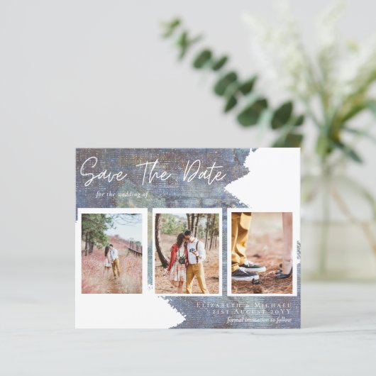 BUDGET Urban Chic Verloving Photo SAVE DATE (Staand voorkant)