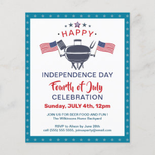 BUDGET USA Vlag 4 juli BBQ Party Invitation Flyer