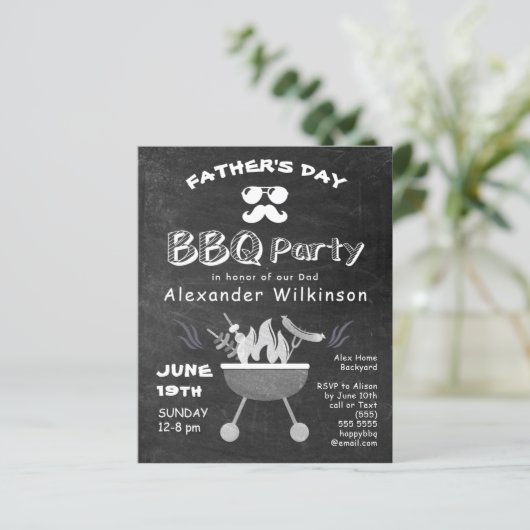 BUDGET Vaderdag Chalkboard BBQ Uitnodiging (Staand voorkant)
