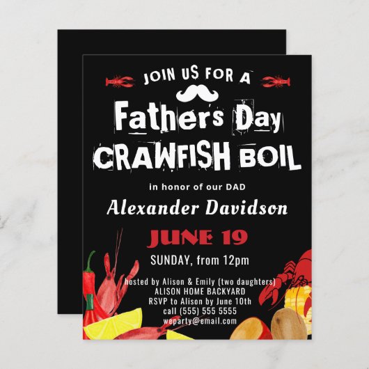 BUDGET VADERDAG Crawfish boil nodiging (Voorkant / Achterkant)