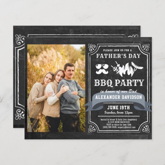 BUDGET Vaderdag Foto BBQ Party nodigt uit (Voorkant / Achterkant)