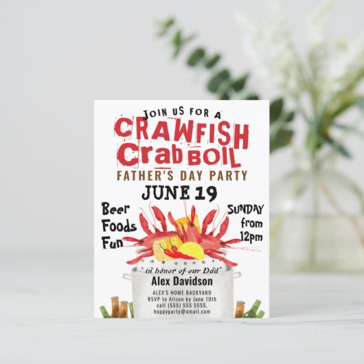 BUDGET Vaderdag Foto Crawfish Boil Uitnodiging (Staand voorkant)