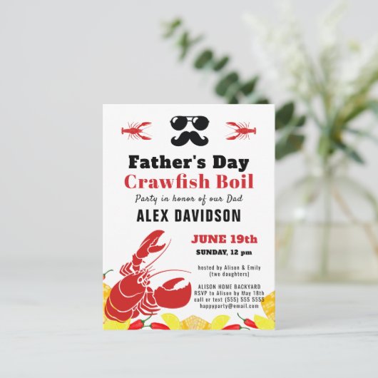 BUDGET Vaderdag Foto Crawfish Boil Uitnodiging (Staand voorkant)