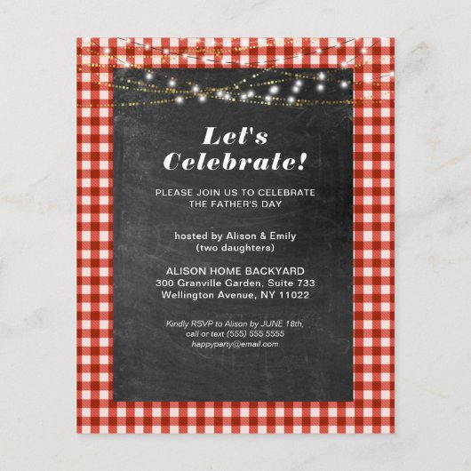 BUDGET Vaderdag Red Pset Chalk BBQ Uitnodigen (Achterkant)