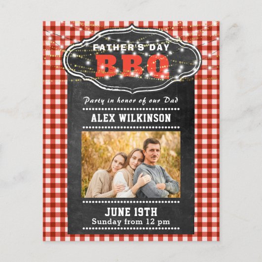 BUDGET Vaderdag Red Pset Chalk BBQ Uitnodigen (Voorkant)