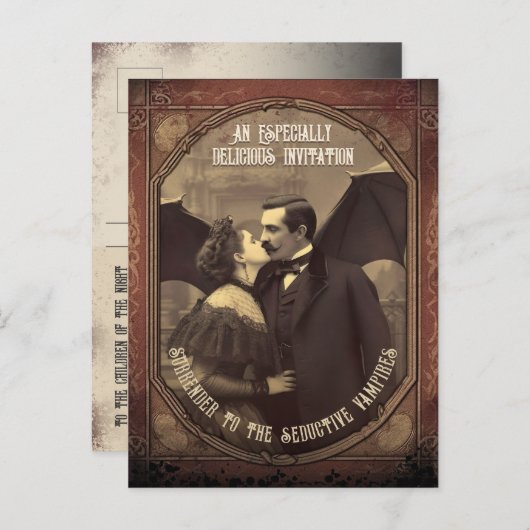 Budget Vampier Kiss  Halloween Uitnodiging (Voorkant / Achterkant)