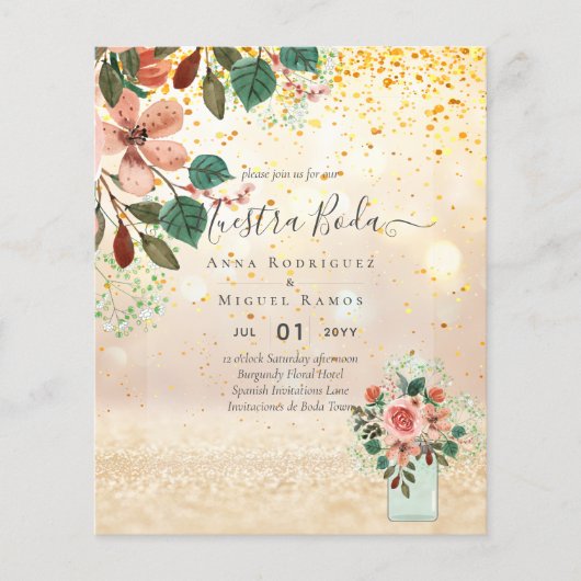 budget van Spaanse bruiloft in vitacions Burgundy (Voorkant)