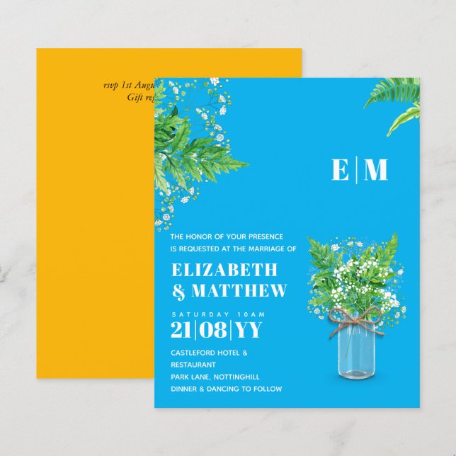 BUDGET Varens groen blad Bruiloft Uitnodiging (Voorkant / Achterkant)