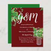 BUDGET Varens Groene Plant Burgundy Trouw Uitnodig (Voorkant / Achterkant)