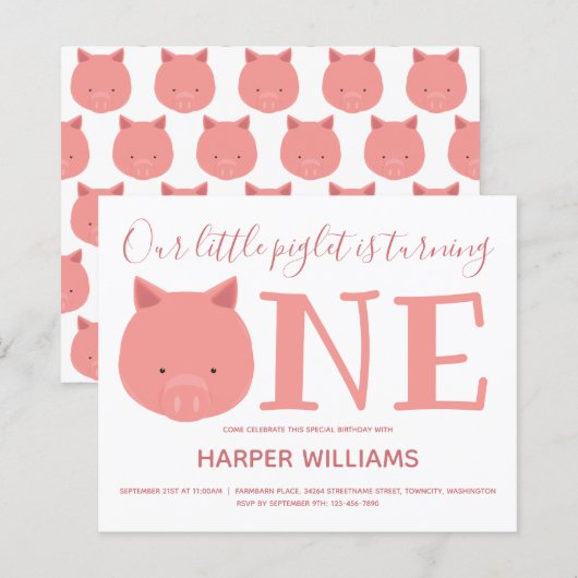 Budget Varken Eén Baby Eerste Verjaardag (Voorkant / Achterkant)