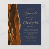 Budget verbrand Oranje donker blauw agate bruiloft (Voorkant)