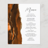 Budget Verbrand Oranje Goud Agate Script Trouwmenu (Voorkant)