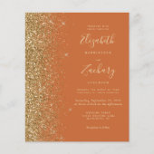 Budget verbrand Oranje goudglitter Wedding Invite (Voorkant)