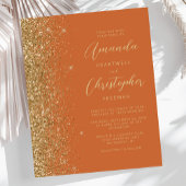 Budget verbrand Oranje goudglitter Wedding Invite