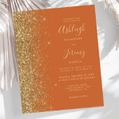 Budget verbrand Oranje goudglitter Wedding Invite