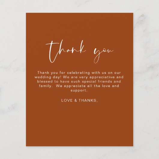 Budget Verbrand Oranje Trouw Dankkaart (Achterkant)