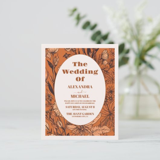 Budget Verbrand Oranje Wilde Bloemen Bruiloft (Staand voorkant)