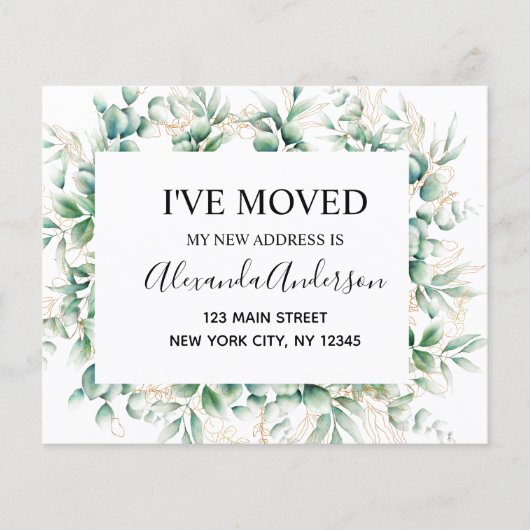 Budget verhuisbericht Eucalyptus groen Flyer (Voorkant)