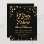 Budget Verjaardag 80 JAAR IN DE MAKING Uitnodiging (Voorkant / Achterkant)