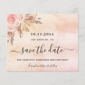 Budget verjaardag pampas blush save the date (Voorkant)