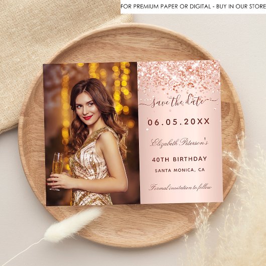 Budget verjaardag roze blush foto Save the Date