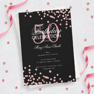 Budget Verjaardag Roze Goud Glitter Confetti Zwart Kaart