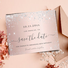 Budget verjaardag roze goud zilver save the date