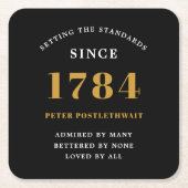 Budget Verjaardag Uitnodiging Zwart Goud Elk Jaar Kartonnen Onderzetters (Voorkant)