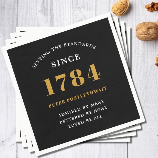 Budget Verjaardag Uitnodiging Zwart Goud Elk Jaar Servet