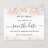 Budget verjaardag wit goud save the date (Voorkant)