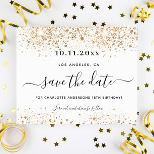 Budget verjaardag wit goud save the date