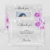 Budget verjaardag zilver paars foto dank je (Voorkant / Achterkant)