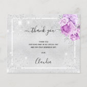 Budget verjaardag zilver paars foto dank je (Voorkant)