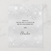 Budget verjaardag zilveren glitterspul bedankkaart (Achterkant)