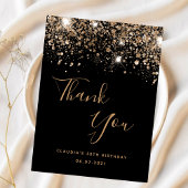 Budget Verjaardag zwart goud glitter dank u kaart
