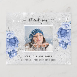 Budget verjaardagsblauwe foto bedankt