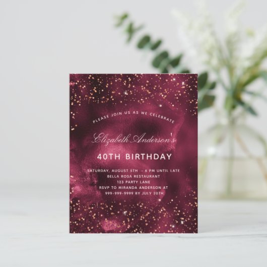 Budget verjaardagsdagsdagsdaginguitnodiging (Staand voorkant)