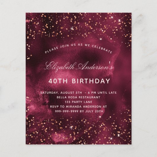 Budget verjaardagsdagsdagsdaginguitnodiging (Voorkant)