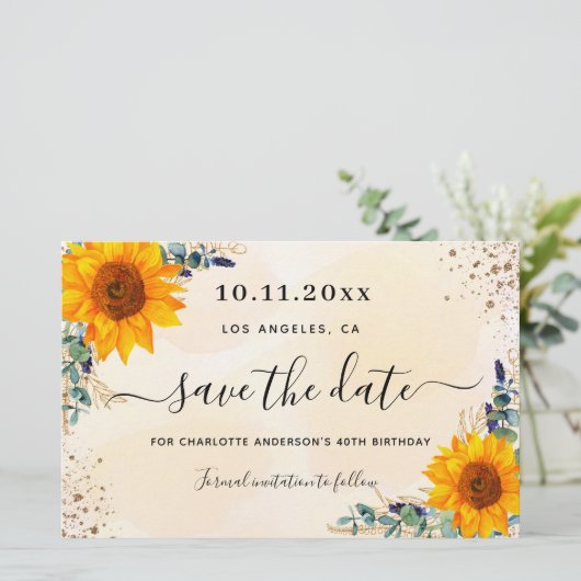 Budget verjaardagsdagszonnebloempitten behalve dat (Staand voorkant)