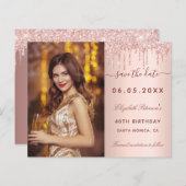 Budget verjaardagsdatum roos foto QR glam Save the (Voorkant / Achterkant)