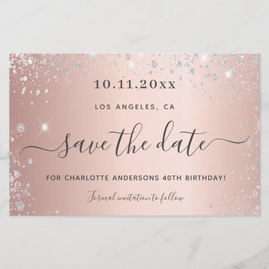 Budget verjaardagsdatum roos gold Silver behalve d (Voorkant)