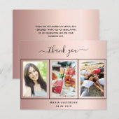 Budget verjaardagsdatum roos goudfoto Dank je kaar (Voorkant / Achterkant)